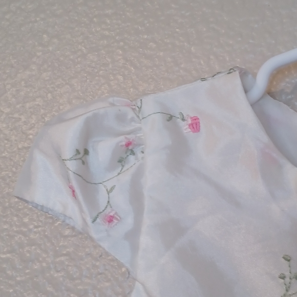 Perfectly Dressed White Green Floral Cap Sleeve Toddler Dress Size 4T - Picture 4 of 12